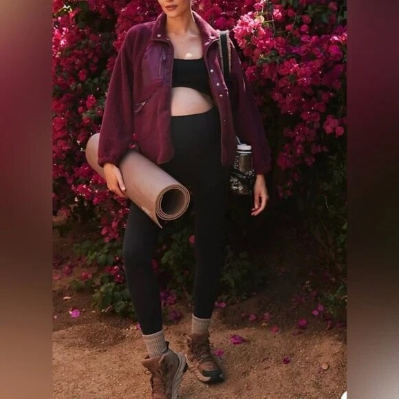 NWT FP Movement X Hatch Hit The Slopes Fleece Jacket Deep Maroon size- SMALL - Picture 6 of 8